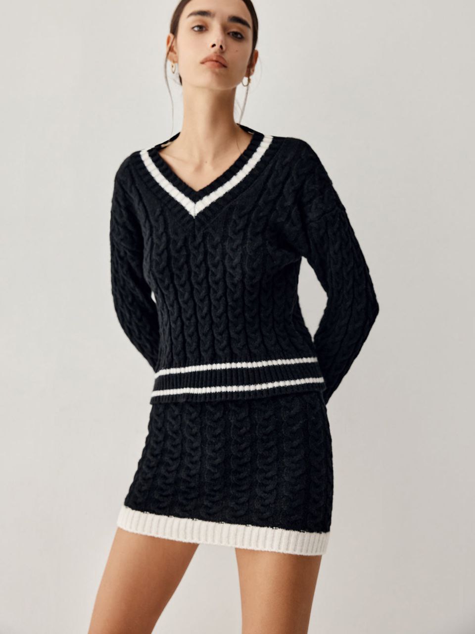 NOVA - Zopfmuster-Pullover mit Rock