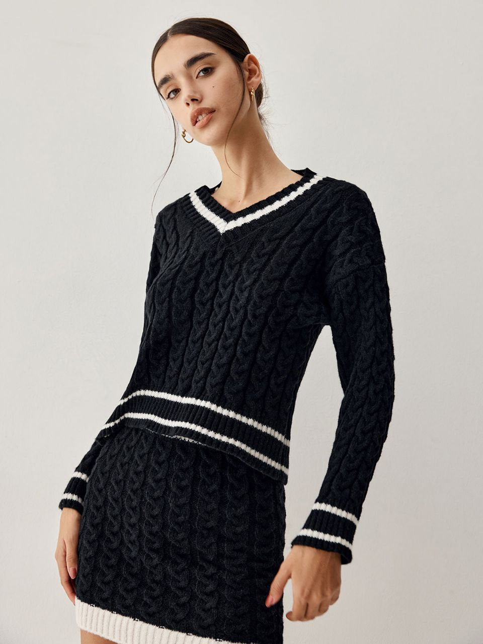 NOVA - Zopfmuster-Pullover mit Rock