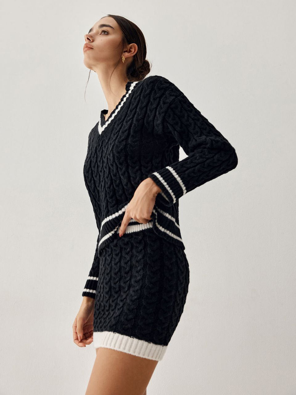 NOVA - Zopfmuster-Pullover mit Rock